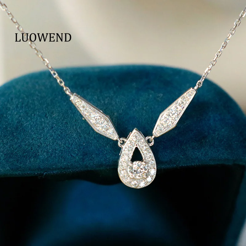 

Ожерелье LUOWEND из 100% белого золота 18 карат, модное ожерелье в стиле INS, 0,32 карата, подвеска с натуральным бриллиантом, ожерелье для женщин, подарок на день рождения