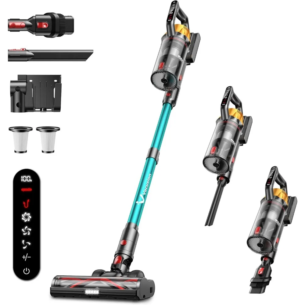 

Беспроводной пылесос 650 Вт, 55 кПа, 60 минут работы, 8-в-1, с зарядной станцией, мощное всасывание для ковров, твердых полов и шерсти животных