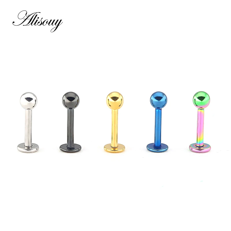 

Alisouy 1PC 16G 20G Length 6mm Stainless Steel Gold Color Ball Lip Ring Labret Helix Tragus Ear Piercing Body Jewelry Women