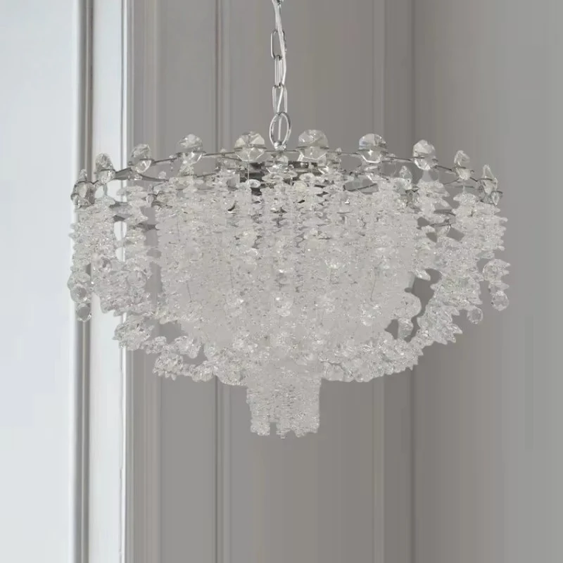 Light Luxury Modern French American Waterfall Crystal Chandelier Suitable For Living Room, Dining Room, Bedroom Ceiling Light
