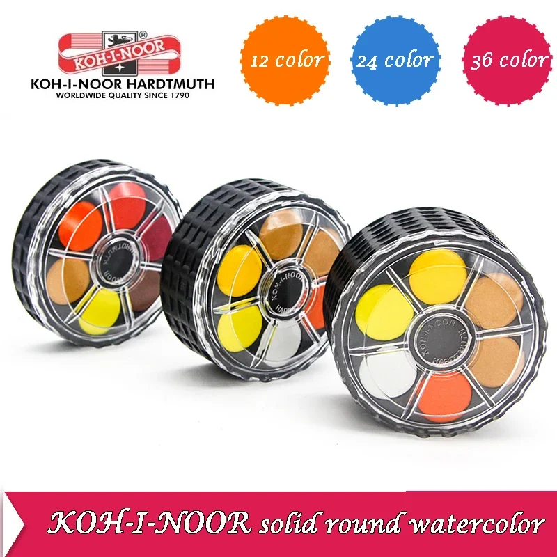 

KOH-I-NOOR Solid Watercolor Pigment Portable Wheel Stack Pack 12/24/36/48 Colors Water Color Artist/Painting Supplies