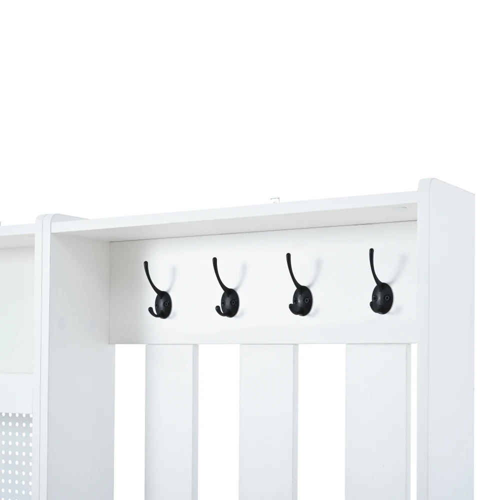 Boden-Kleiderständer, Kleiderständer, Kleiderständer, Bücherregal, 7-in-1-Kleiderständer mit Schuhbank, freistehend, Kleiderständer – Detail 14