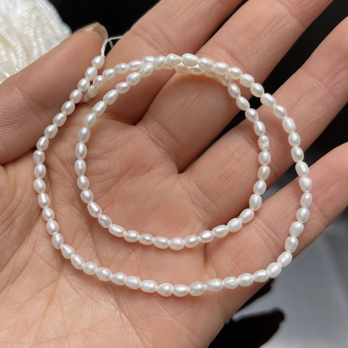 3-4mm Cost Effective RiceNatural Freshwater Pearl Strand Beads Loose Beads for Jewelry Making DIY Necklace Bracelet Accessories