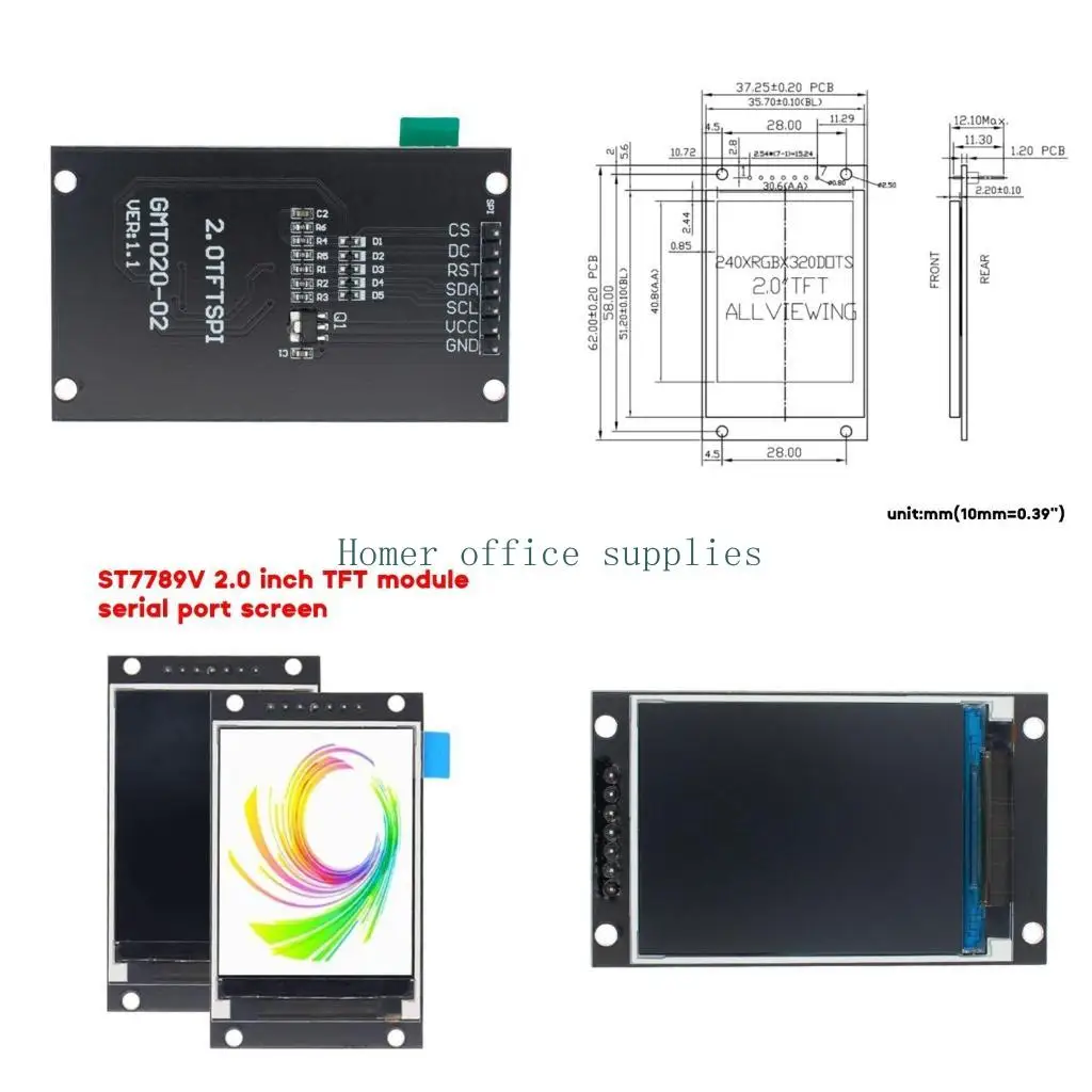K43B 2.0 Inches TFT LCD Screen Display Module SPI Serial IC ST7789V 320x240