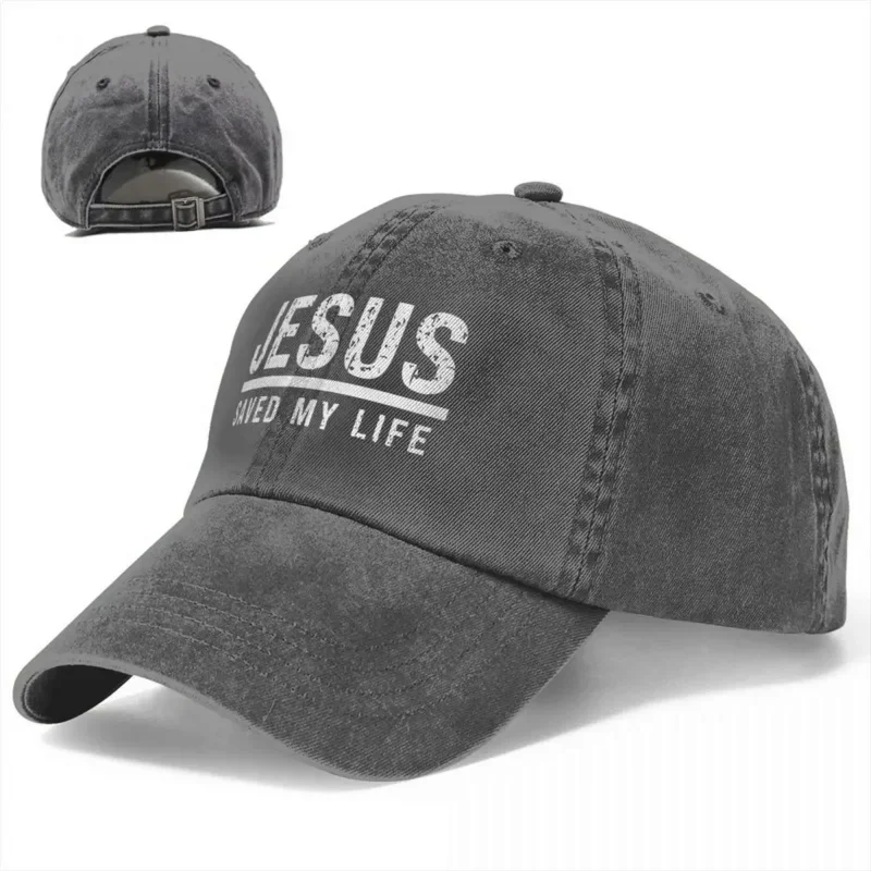 2023 New Casual Washed Cotton Jesus Saved My Life Christian Ponytail Baseball Cap Dad Spring Summer Snapback Hat Cap Hats