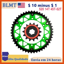 Motorcycle 14T 520 45T~52T Front & Rear Sprocket For KAWASAKI KX250  KX500 KLX 300R KDX250 KDX 220R KDX200 30300 KDX 200 220 R