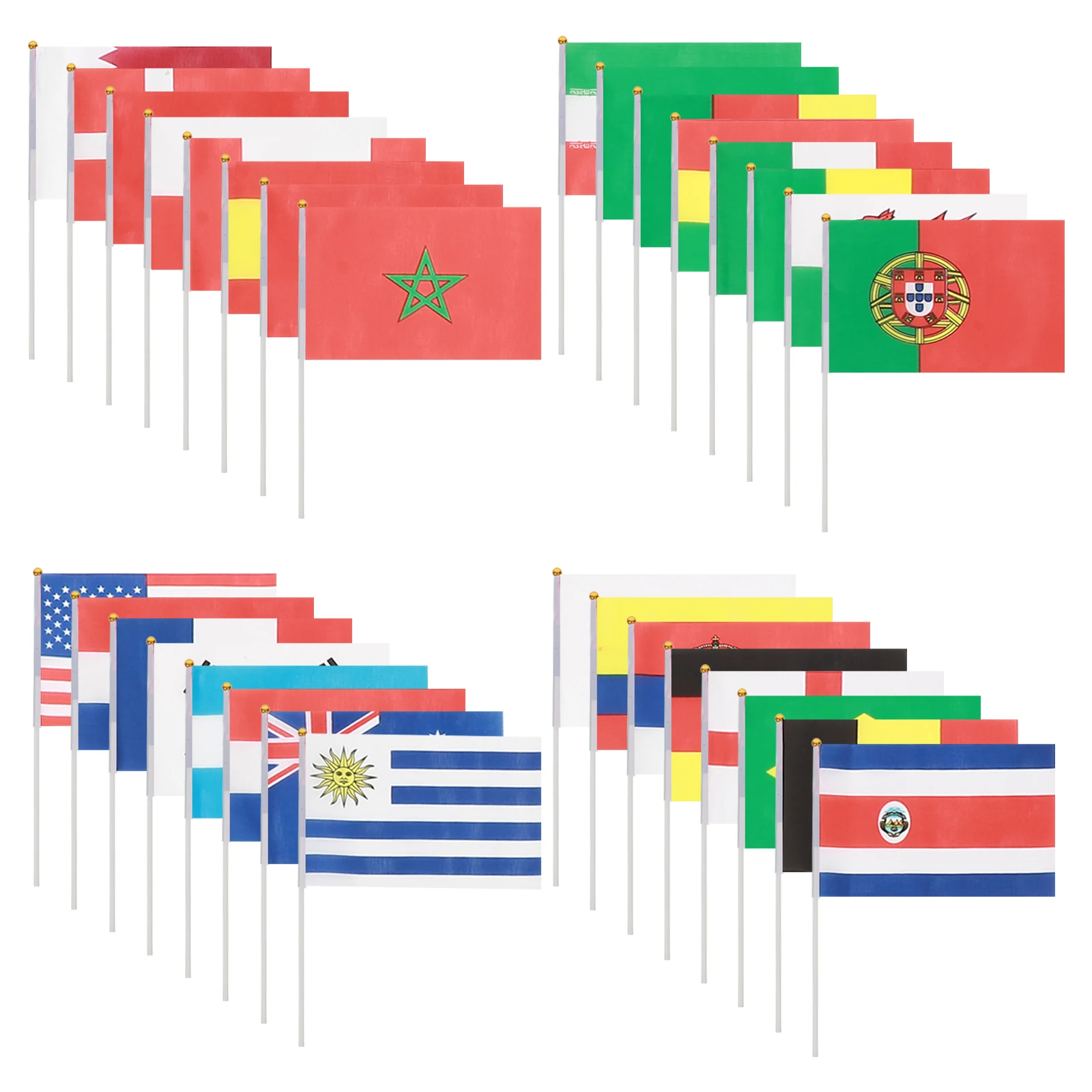 32 Uds. Bandera nacional de mano, banderas de países del mundo internacional, pancartas para decoración de fiesta de Bar, bandera ondeante a mano,