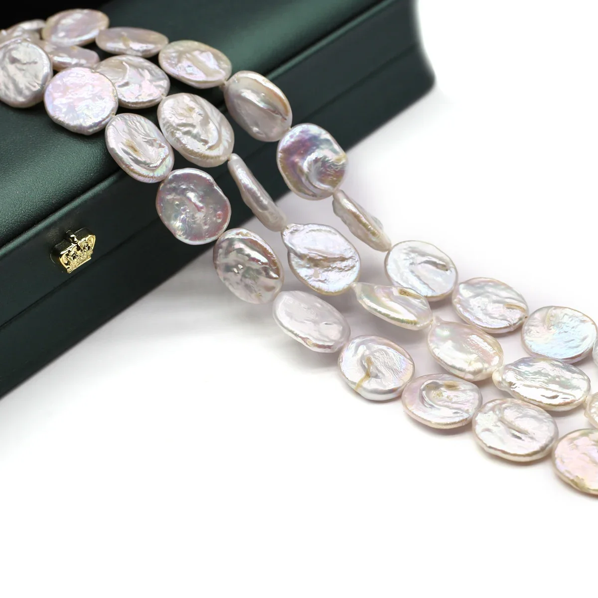 White Natural Freshwater Pearl Vintage Button Jewelry Accessories Ladies DIY Necklace Bracelet Stud Earrings Coin Jewelry18x14mm image 3
