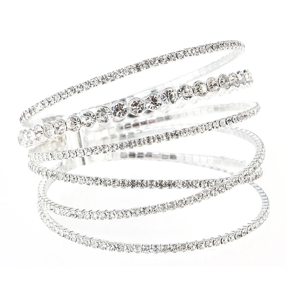 

1pc Shiny Full Rhinestone Bracelet Elegant Crystal Wrist Chain For Women Wedding Valentine'S Day Jewelry Teen Hand Decor