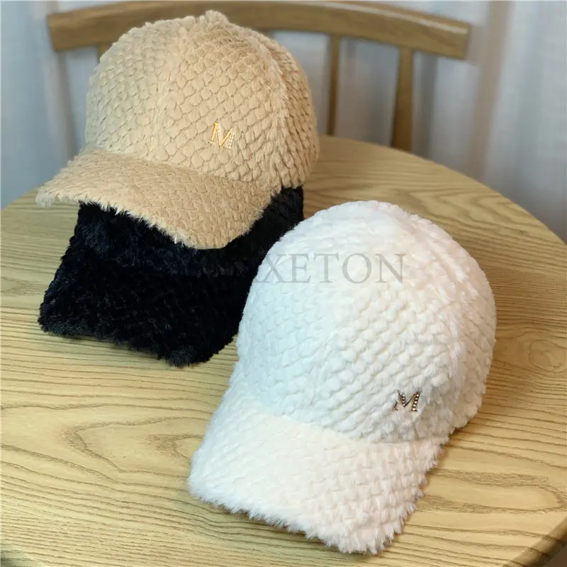 Autumn and Winter New Baseball Cap Ladies Plush Thick Warm Caps Street Casual Fashion Outdoor Travel All-match Sun Hat LUXXETON