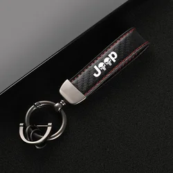 Leather car keychain horseshoe buckle jewelry key chain for JEEP Wrangler Grand Cherokee Compass Renegade WITH LOGO