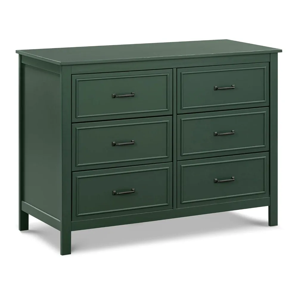 Charlie 6-Drawer Double Dresser in Forest Green  bedroom furniture  night stands for bedroom  mesas de noche