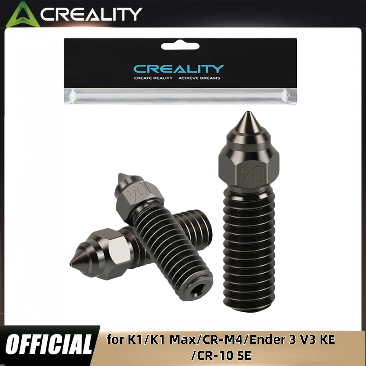 Creality K1 Hardened Steel Nozzle,0.2/0.4/0.6/0.8/1.0mm Ender 3 V3 KE Nozzle,for K1/K1MAX/Ender 3 V3 KE/CR 10 3D Printer