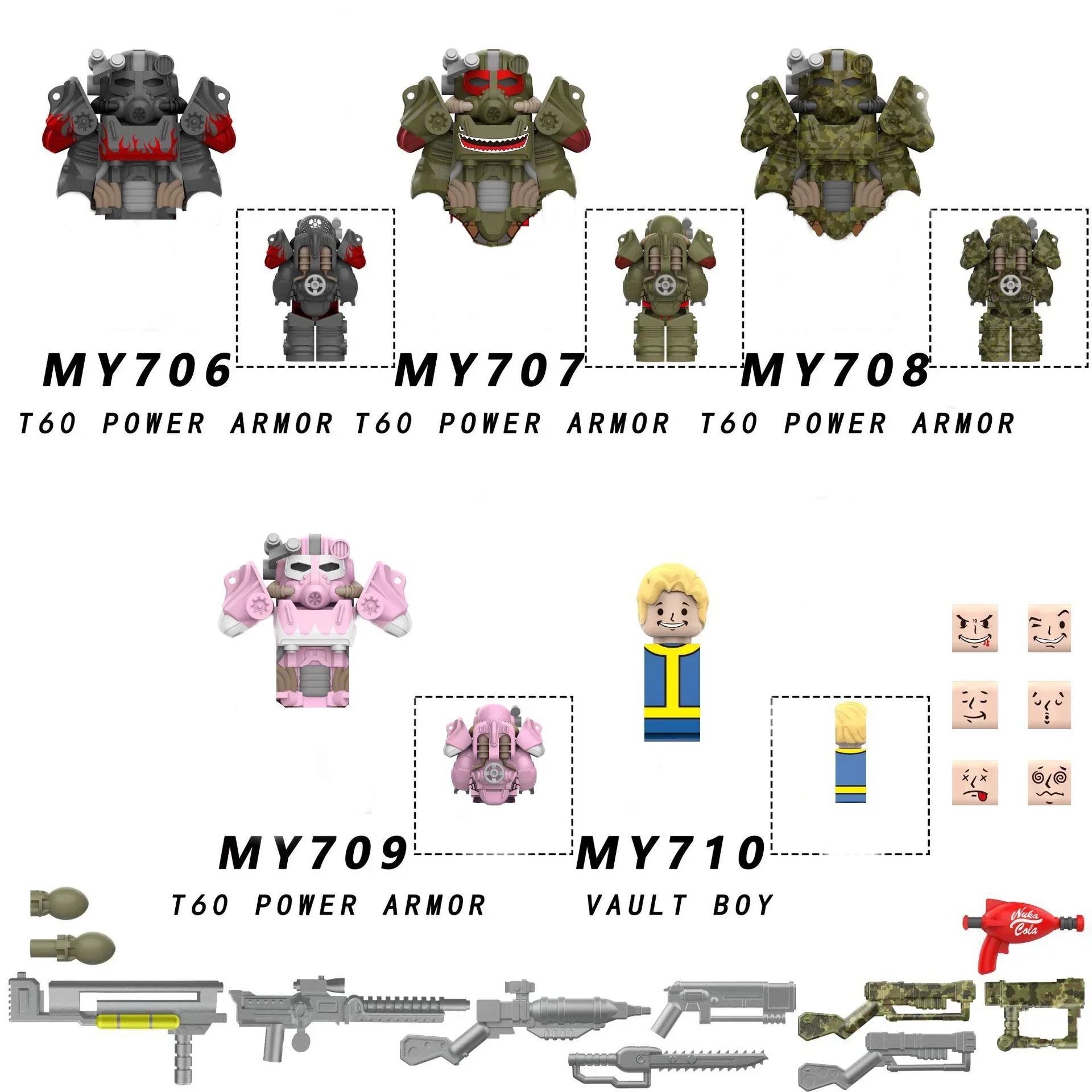 MY701 MY710 Anime Games Bricks Dolls Fallouts Power Armor Lucy Maximus Cooper Howard Building Blocks Assembling Toys Gifts