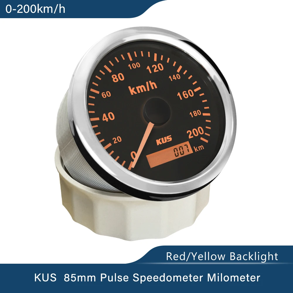 

KUS Universal 85mm Speedometer Speed Gauge 0-120 km/h 0-200 km/h with Backlight for Car Truck ATV UTV Pulse Signal