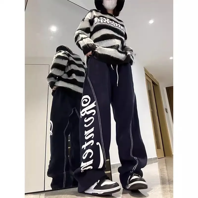 

Свободные мужские повседневные широкие брюки с высокой талией, осень-зима, большие размеры 300, сумка в американском стиле ретро, удобная посадка