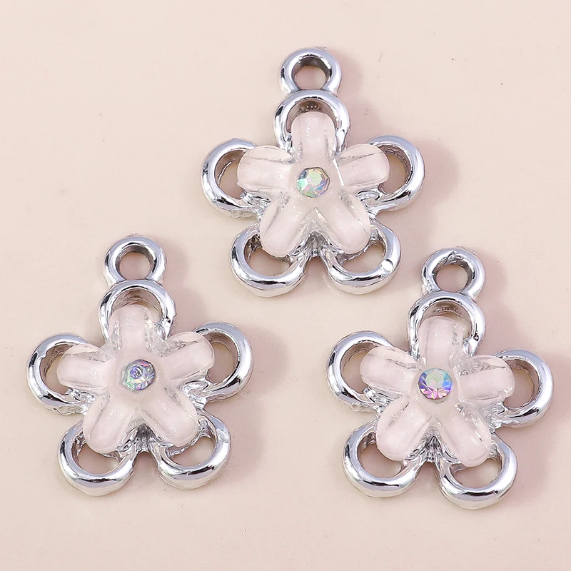 20pcs 15x19mm Elegant Crystal Flower Charms Pendants for Jewelry Making Drop Earrings Necklaces Bracelets Accessories DIY Gifts