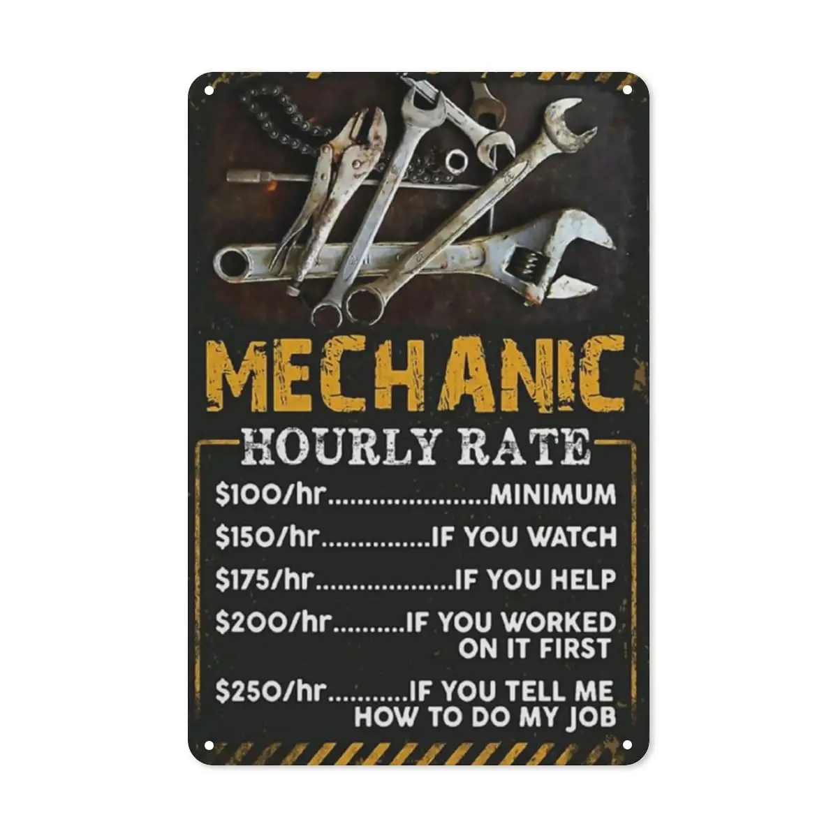 Vintage Wall Decor Retro Vintage Metal Sign Mechanic Hourly Rate Reproduction Metal Tin Sign Wall Decor for Cafe Bar Pub Home 12