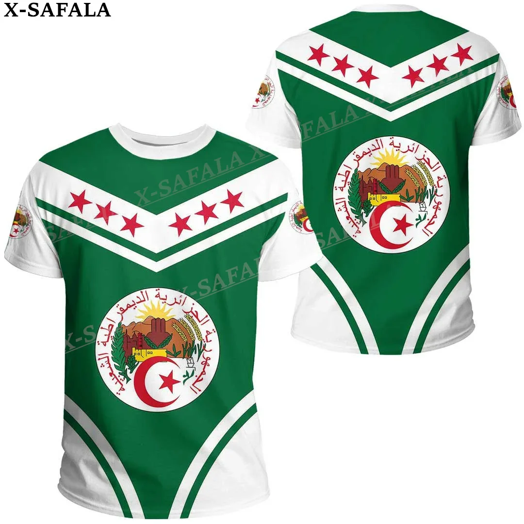 CUSTOM Name ALGERIA  Coat Of Arms 3D Print Mesh Fiber T-Shirt Top Summer Tee Men Streetwear Shorts Sleeve Sport Casual Clothing