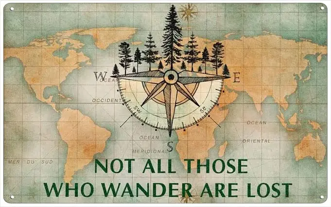 eedee Creative Tin Sign Not All Those Who Wander are Lost Vintage Wall Decor Retro Art Tin Sign Funny Decorations for Home Bar P