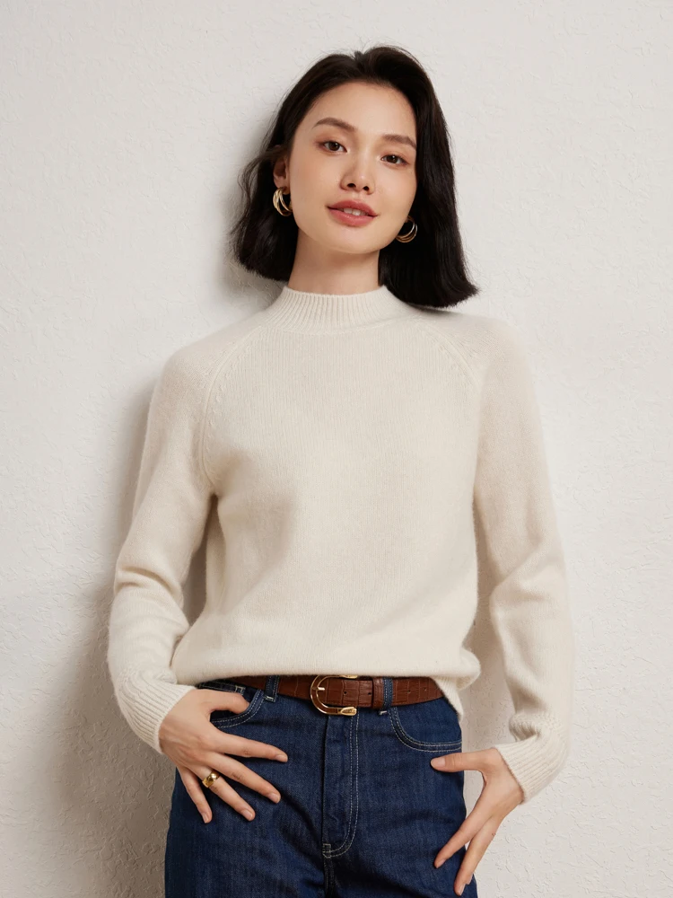 2025 New Luxury Women100% Cashmere Sweater Mockneck Pullover Thickened Highquality Cashmere Knitwear Autumn Winter Clothing Tops