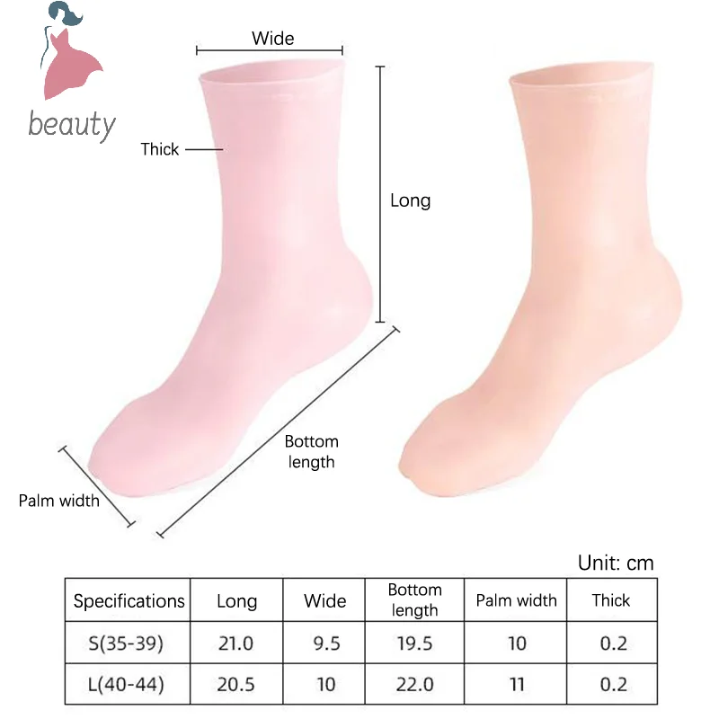 Calcetines largos de Gel para el cuidado de los pies, calcetines hidratantes de Gel de silicona, protectores de manos para el cuidado de la piel del pie, antigrietas, uso doméstico en Spa, 1 par