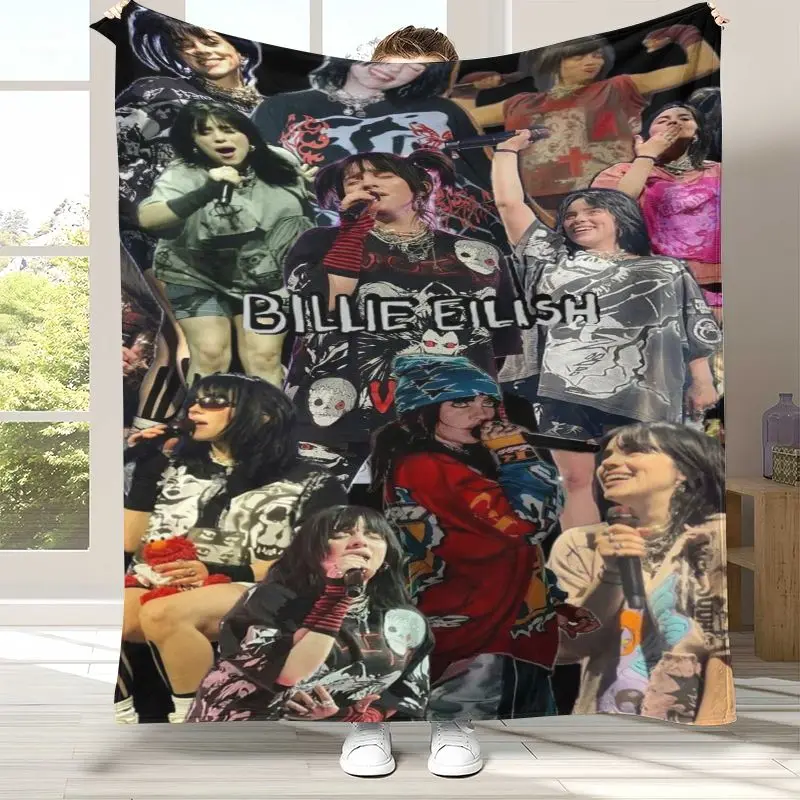 Billie Eilish Style Grunge Music Corner Flannel Throw Blanket,Cozy Warm Blanket for Bed,Sofa,Living Room,Picnic,Home Decor,Gift