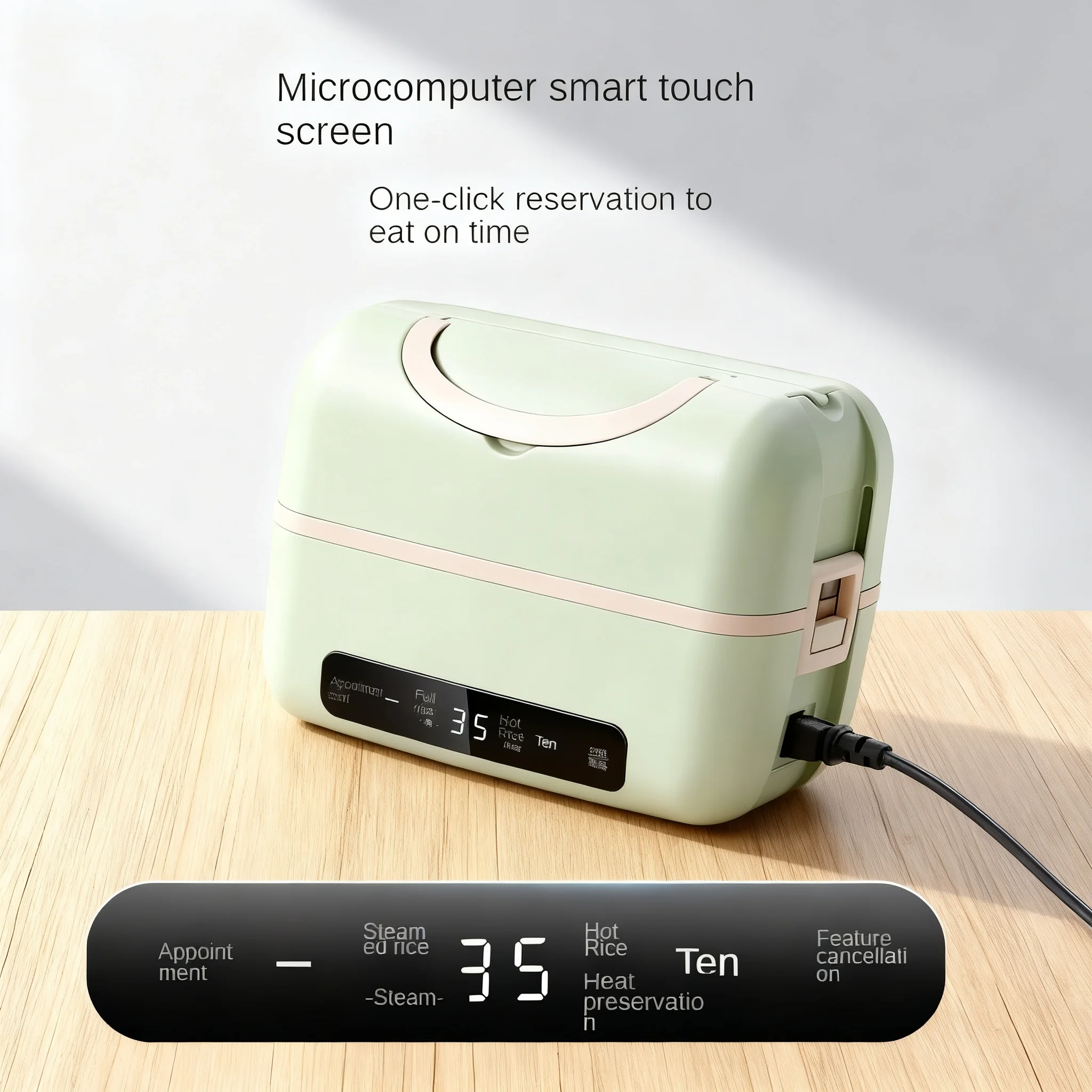 Portable 1.2L Double-Layer Electric Food Heater, Rice Steamer Lunch Box with 9.5H Timer for Office