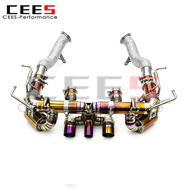CEES SUS304 Test Pipe Rear Section Muffler for Ferrari 458 4.5L 2011-2016 Lightweight Valved Exhaust System