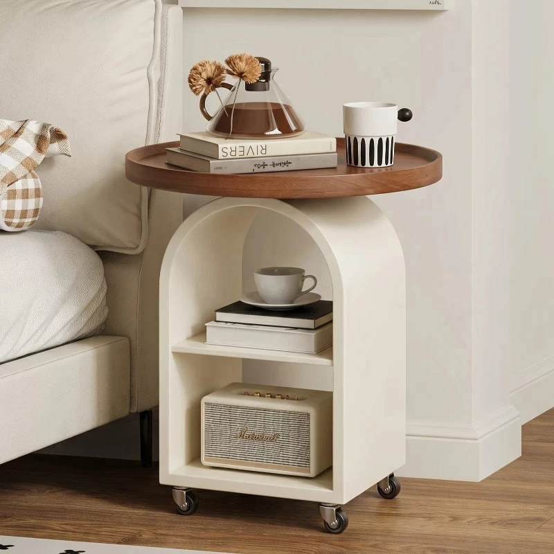 Drinks Modern Side Table Corner Shelf Book Circular Wheel Side Table Storage Nightstands Stolik Pomocniczy Hotel Furniture