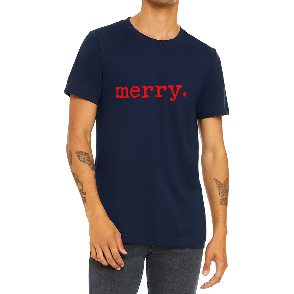 Vintage Merry Christmas Unisex T Shirts Cotton Winter Clothes Festival Graphic Tee O Neck Women Simple T-shirt Harajuku Tees