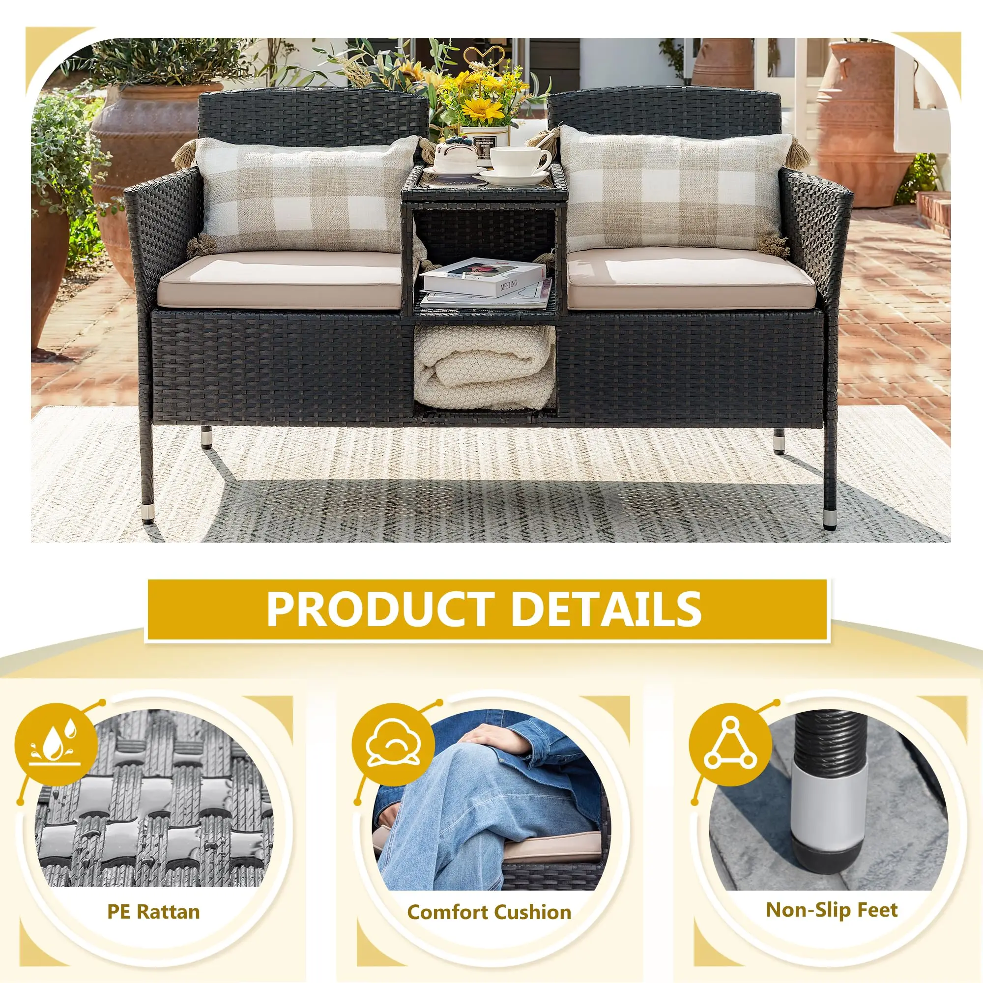 Cheap Modern Outdoor Garden Sofa Set PE Wicker Dining Chairs Waterproof for Living Room & Hotel Use