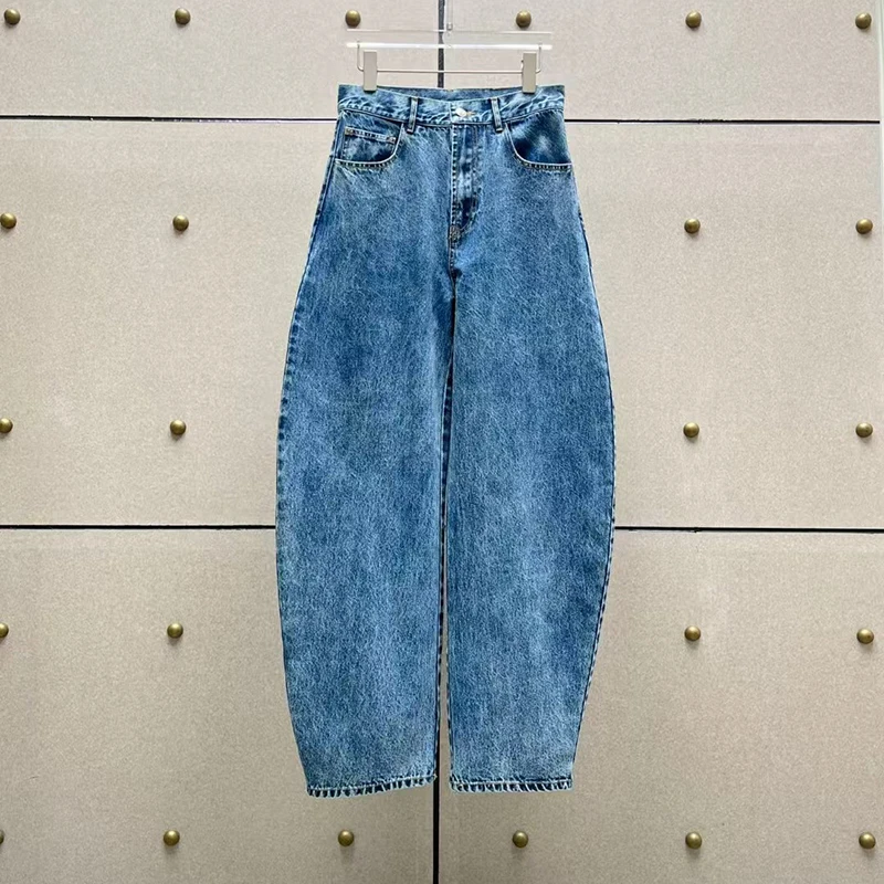 Jeans Wanita Dicuci, Celana Kaki Lebar Bentuk Pisang Modis dan Serbaguna, Celana Katun Kualitas Tinggi, 2025, Musim Semi, Baru, Y2k