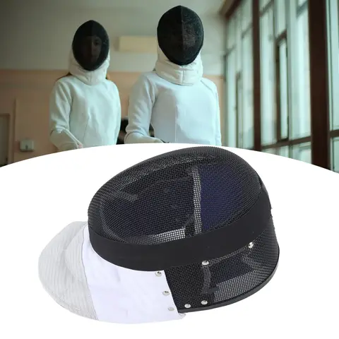 Fencing  Mask Fencing Sports Mask Fencing Protective Helmet with Padded Bib for Daily Practice and Competition Black