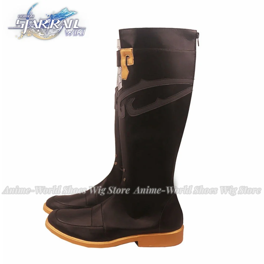 Honkai: Star Rail Jing Yuan Cosplay Stiefel Schwarze Schuhe Nach Maß Jede Größe für Jungen und Mädchen Perücke
