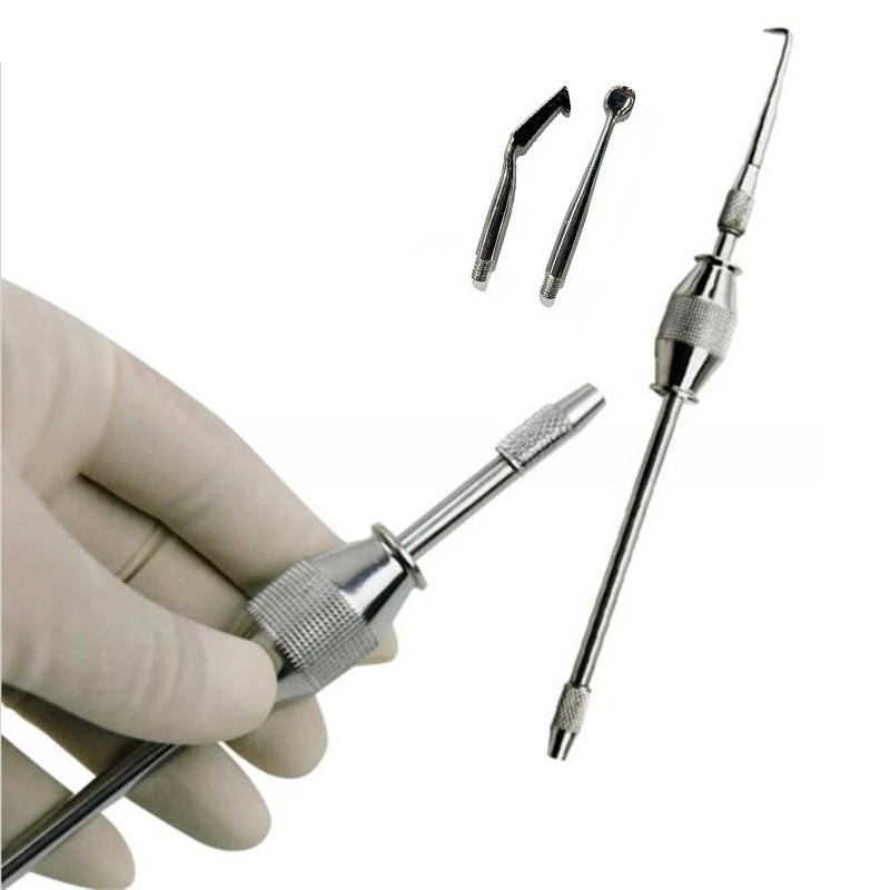3set Stainless Steel Dental Crown Remover Equipment Tool Automatically Take Manual Control Crown Tool with 3 Tips Press Button