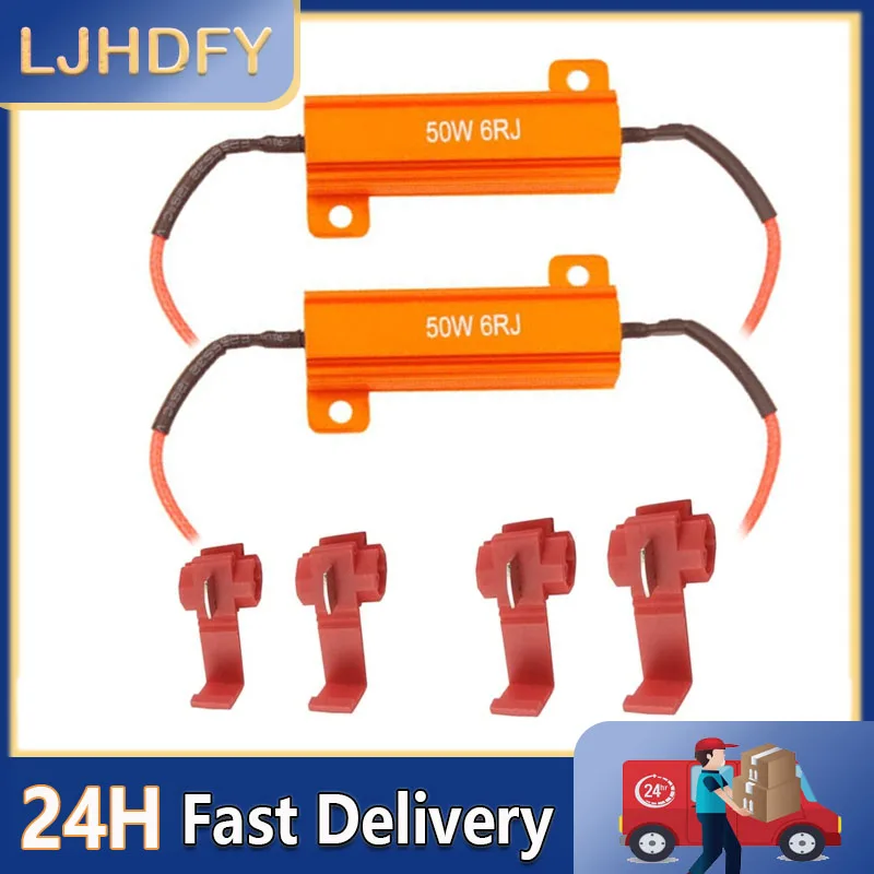 2pcs LED Indicator Ballast Load Resistor Flash Rate Relay Turn Signal Bulbs 50W 6 Ohm Load Resistor LED Decoder Load Resistors