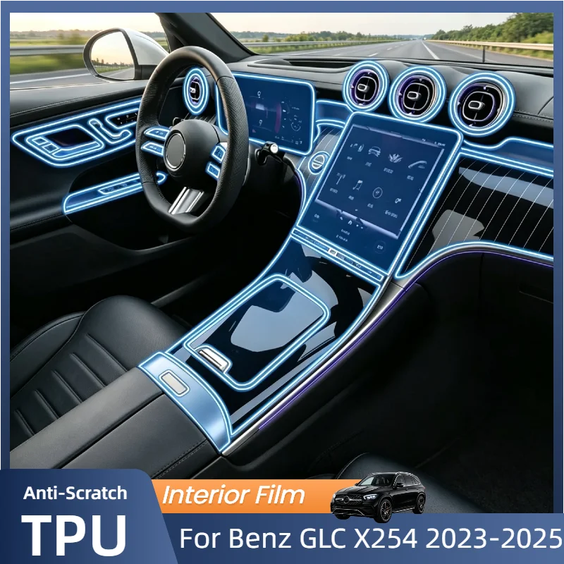 For Mercedes-benz GLC Class X254 2023 2024 2025 Auto Central Control Dashboard TPU Anti Scratch Sticker Interior Protection Film