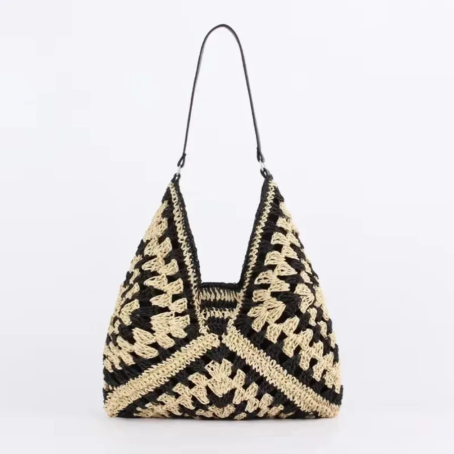

Fashion New Simple Niche Summer Paper Rope Woven Bag Shoulder Single Clutch Bag Crossbody Female Bag Beach Vacation Bags