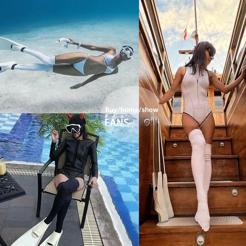 

WEFans2MM Ультра-дайвинг Sos, длинная трубка, хлор, резиновые, теплые, против царапин, противоскользящие женские ласты выше колена, Sos