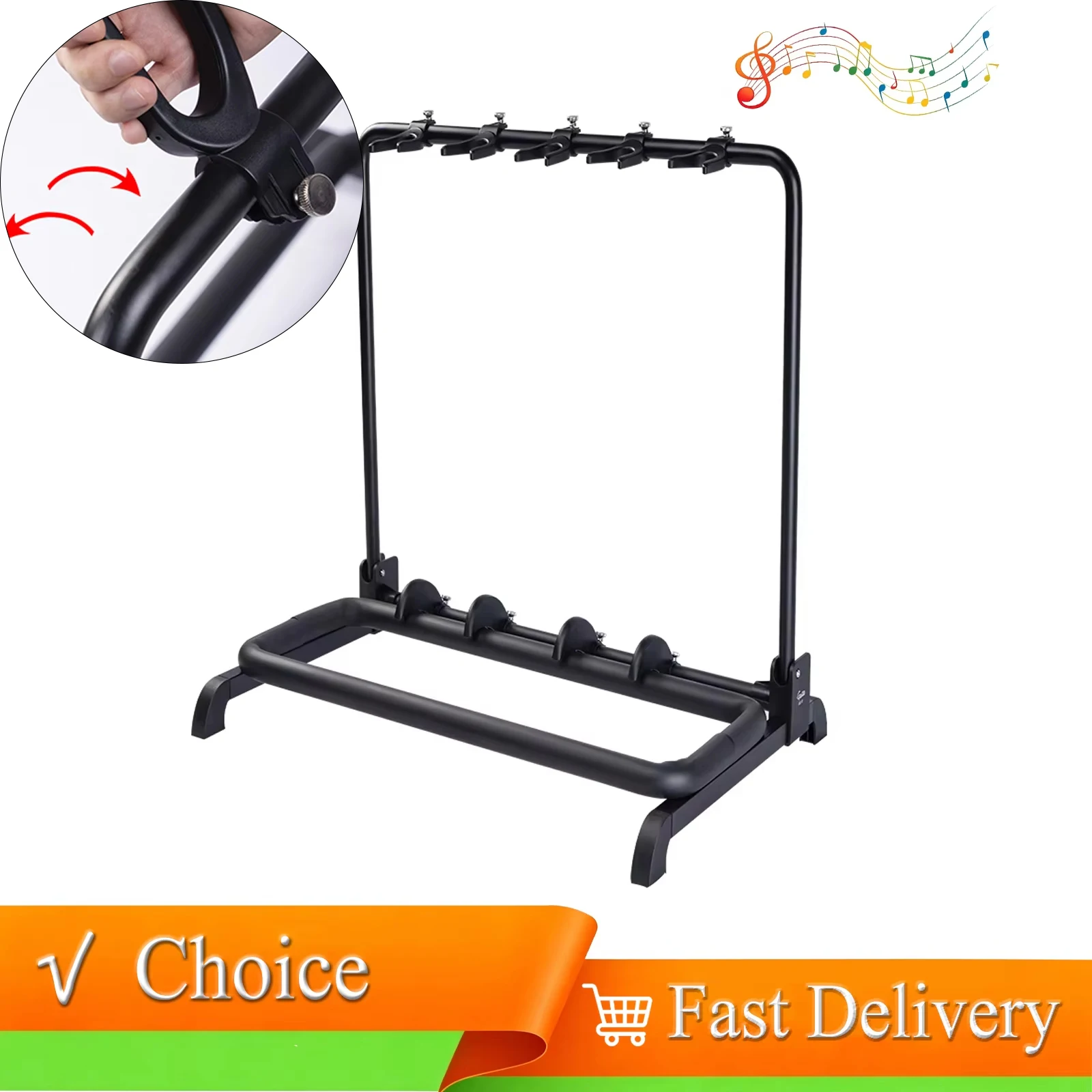 GUITTO GGS-07 Foldable Guitar Holder Universal Guitar Rack Floor Standing Musical Instrument Bracket for Guitar Storage Display
