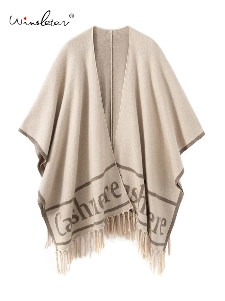 

Winsleter-Women 35%Cashmere 65%Wool Elegant Shawl, Tassel Patchwork, Versatile Warm Knit Cloak Scarves, 2025 Winter New A58001CC