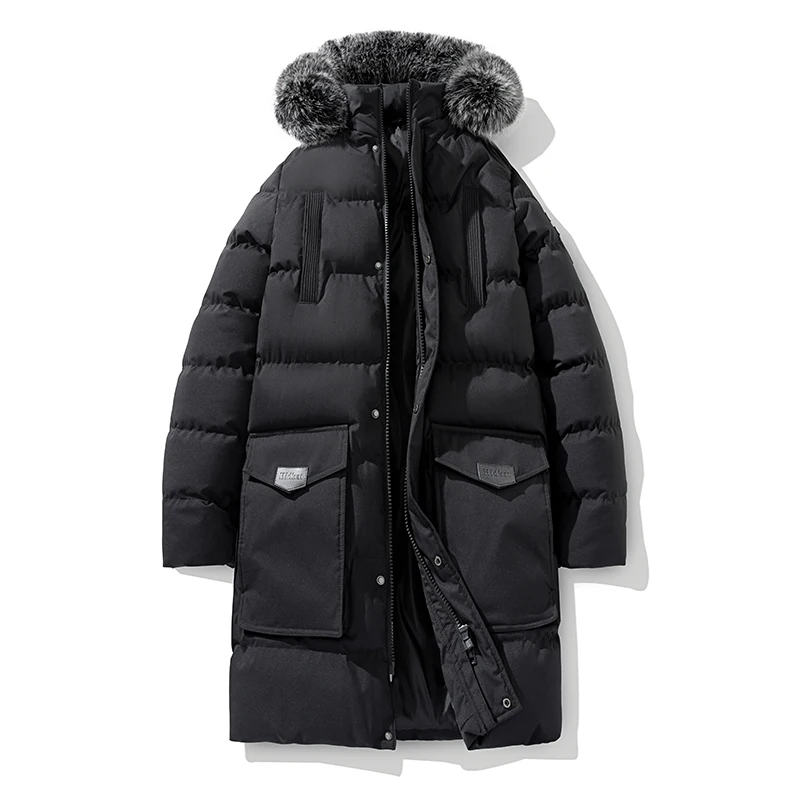 

Мужская куртка высокого качества с капюшоном, модная зимняя куртка, мужская брендовая одежда, новая парка, мужская толстая теплая съемная кепка, длинные пальто