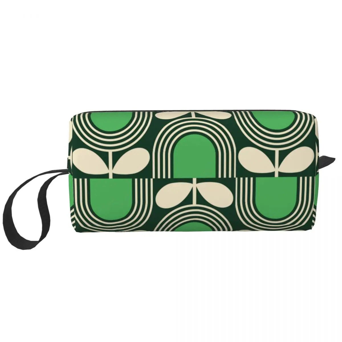 Custom Green Block Flower Makeup Bag Women Travel Cosmetic Organizer Fashion Orla Kiely Storage Toiletry Bags Dopp Kit Case Box