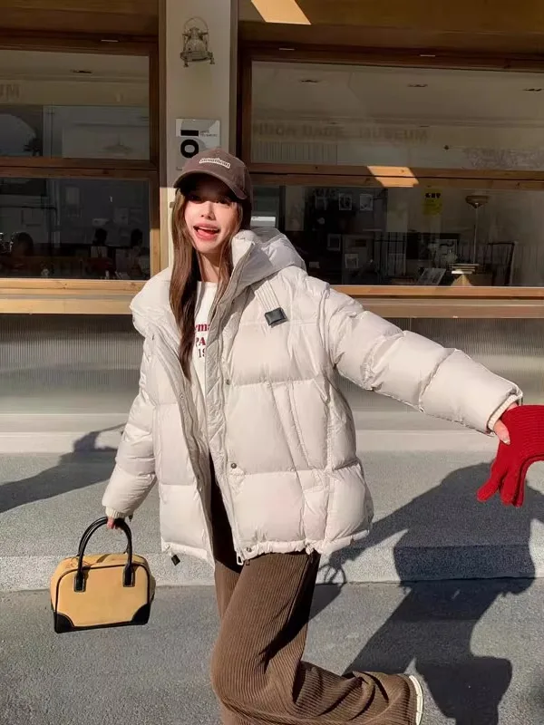 

Korean Style Pure Color Long Sleeve Women's Cotton Jacket Thick Warm Versatile Winter Coat Design Sense Cold Resistance