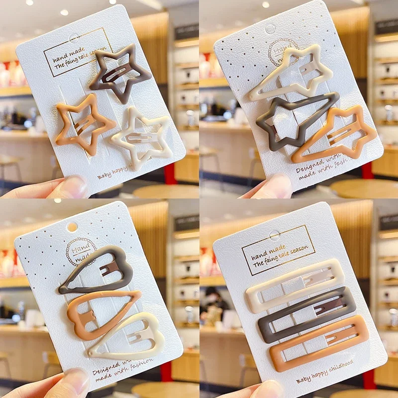 3/4 Pcs/Set New Women Girks Vintage Frosted Geometry Ornamentr Hair Clips Adult Lovely Alloy Hairpins Female Hair Accessories image 5