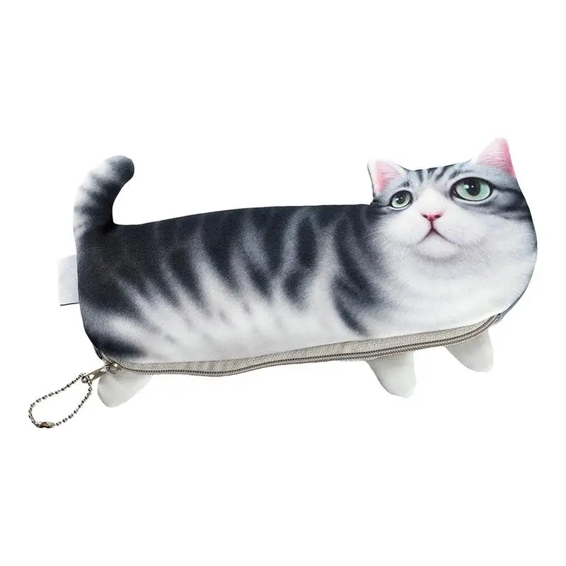 Cat Pencil Case For Girls Simulation Cute Cat Stationery Bag Creative Junior School Students Students's Stationery Organizer Bag