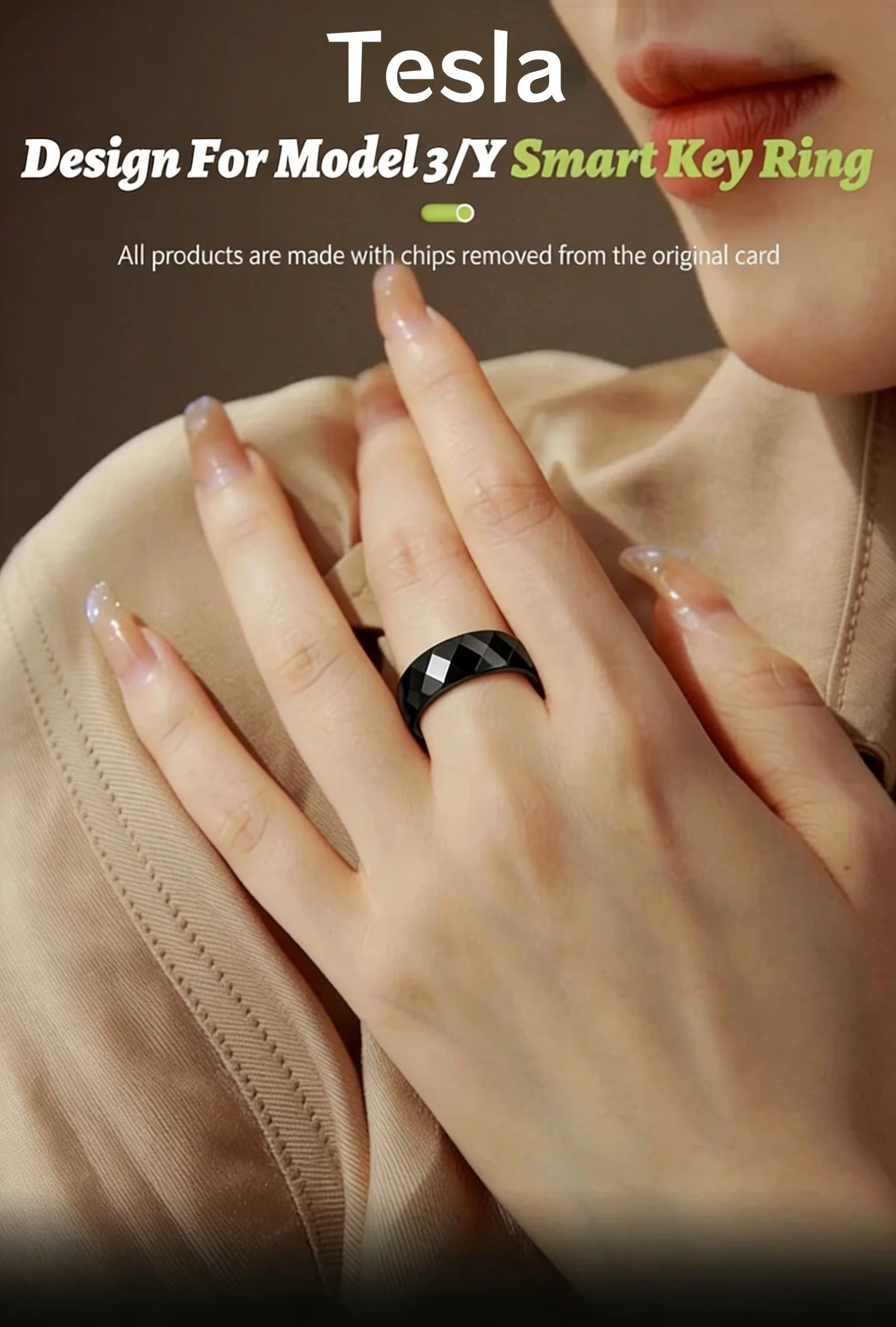 Für Tesla Model 3 Model Y NFC Smart Ring Keramik-Autoschlüssel-Chip Ersatz-Schlüsselanhänger, Ohne Batterie – Detail 3