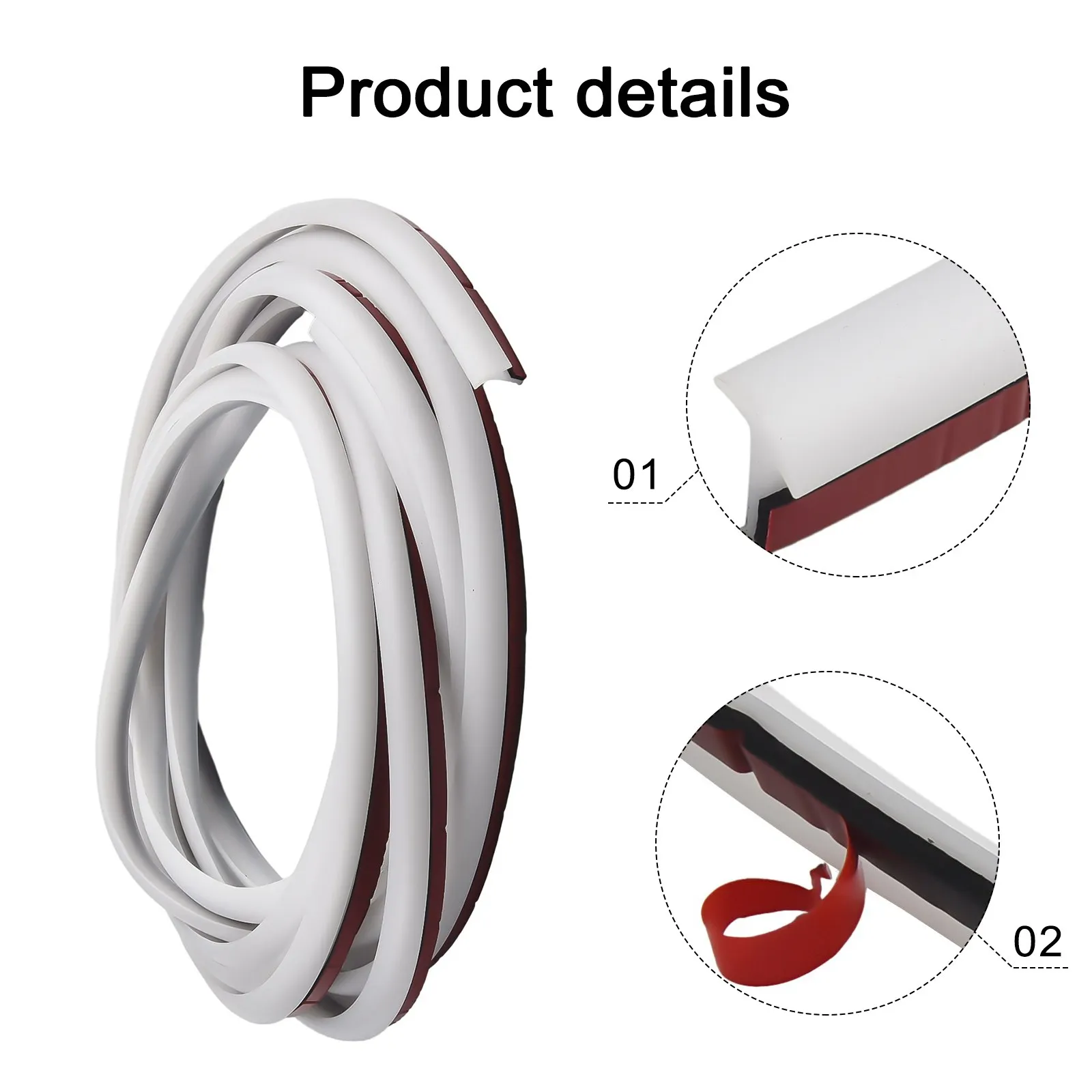 White 4M Sealing Strip 1pc EPDM Rubber With Adhesive Double-Sided Tape High Quality Professional Sealed Strips