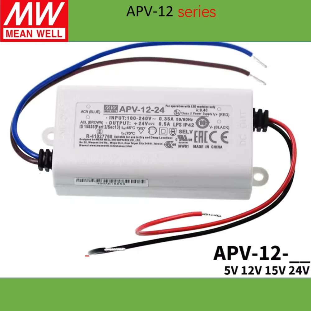 Meanwell LED Driver APV-12 Series meanwel 5v/12v/15v/24v LED Transformer IP42 LED Power Supply Constant voltage Adapter